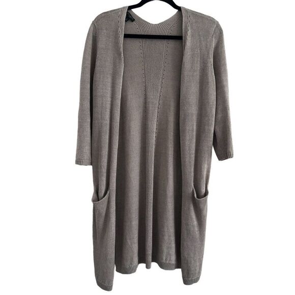Talbots 100% Linen 3/4 Sleeve Cardigan Beige Size Longer Length Size S Petite - Picture 1 of 6